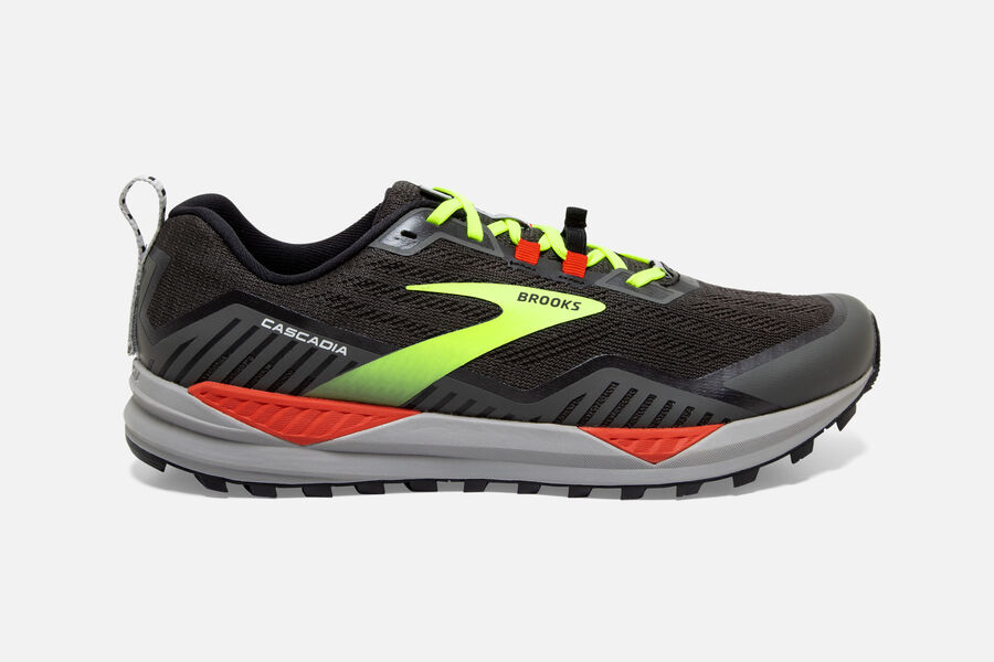 Brooks Running Shoes - Cascadia 15 Trail Mens - Black/Green - FVE-095712